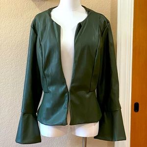 NWT Ashley Stewart Olive Green Faux Letter Peplum Jacket